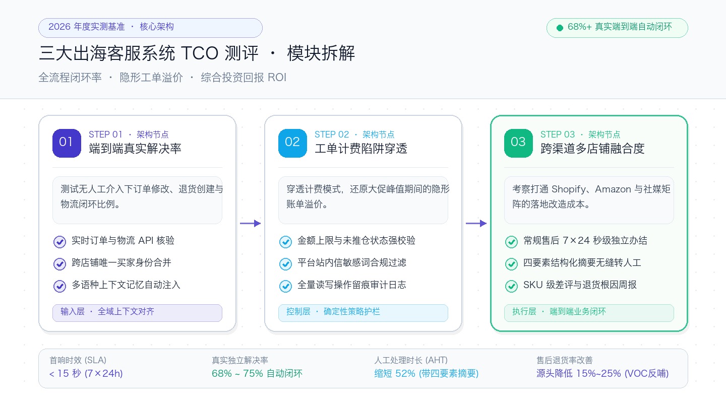三大出海客服系统 TCO 与解决率实测报告 评测指标与测评样本总览